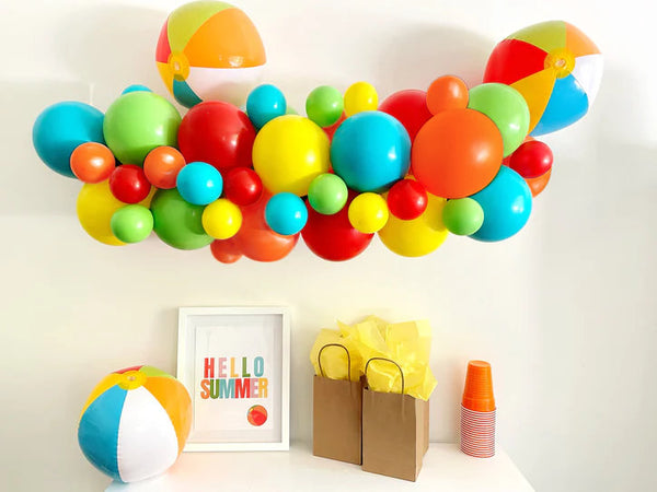 Orange Beach Ball Birthday Party | Colorful Summer Balloons | Pool Party Props | Summer Beach Party Decor | COL468