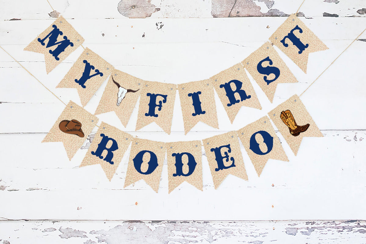 My 1st Rodeo Card Stock Banner | Cowboy Western First Birthday Party D ...