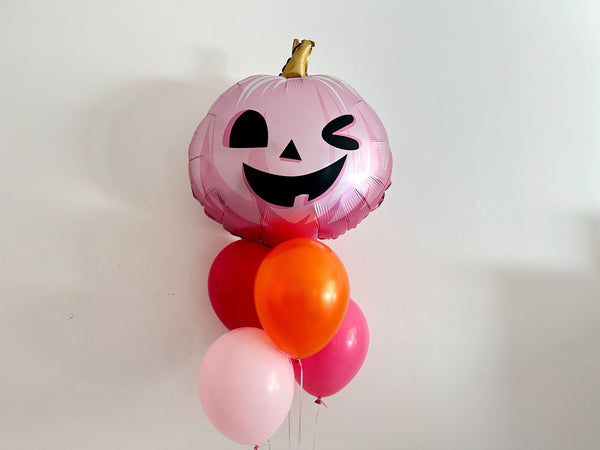 Pink Pumpkin Balloon Bouquet, Halloween Balloons, Halloween Birthday Party Decorations, Pumpkin Balloon Bouquet