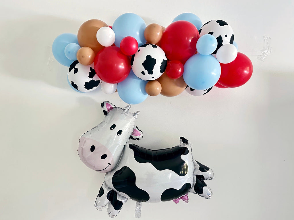 Cow Party Balloon Garland, Rodeo Balloon Garland, Farm Party Decorations, Cow Print, Red and Blue Balloon Backdrop COL454