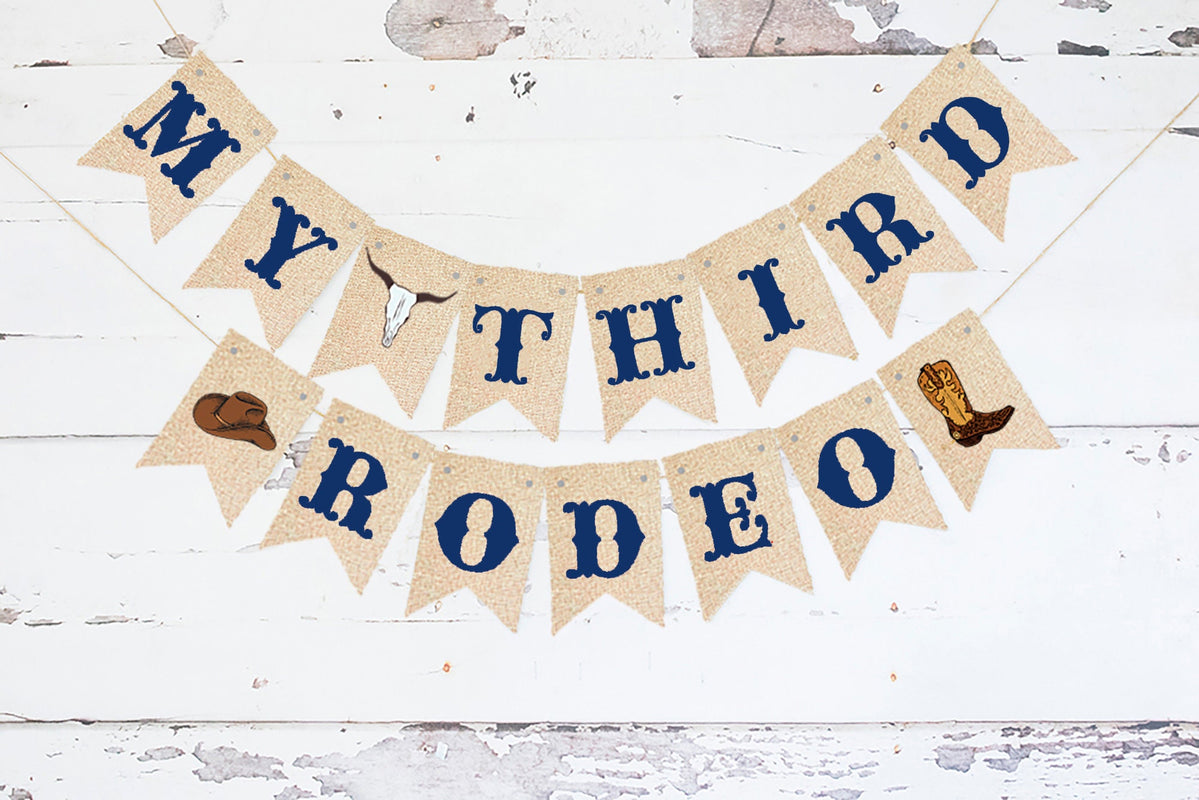 My 3rd Rodeo Banner | Cowboy Western Third Birthday Party Decorations ...