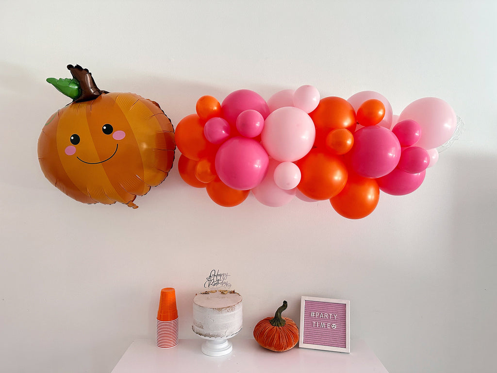 Pink & Orange Halloween Balloons, Pumpkin Balloons, Pumpkin Party Kit, Pink Party Decorations, Halloween Balloon Backdrop, COL473