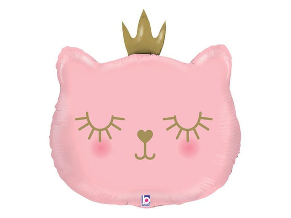 Pink Princess Cat Balloon, Smiling Kitten Balloon, Girls Princess Birthday Party Decorations, Pink Balloon