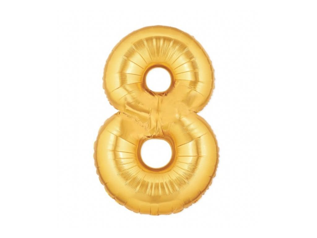 8th Birthday Balloon, Number 8 Balloon, Gold 8 Balloon, 8th Birthday Balloon