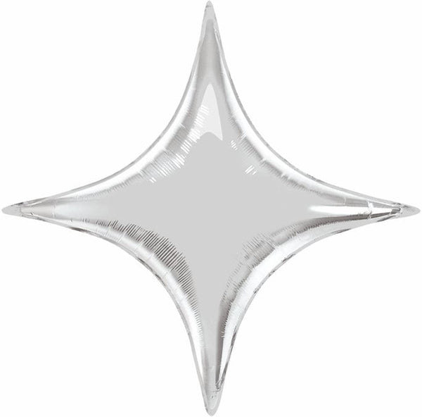 20" Silver Star-Point Balloon, Star Shaped Foil Balloon, Silver Accent Balloon