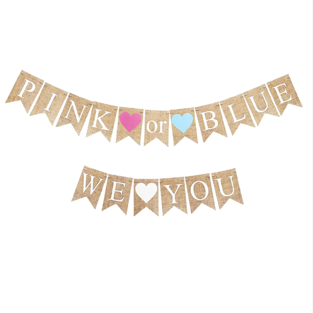Pink or Blue We Love You Banner, Gender Reveal Party Decorations, Baby Shower Party Banner, We Love You Banner P360