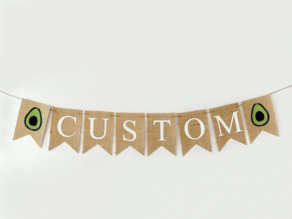 Avocado Personalized Banner, Vegetable or Farmers Market Birthday Party Decorations, Avocado Party Decoration, B1276