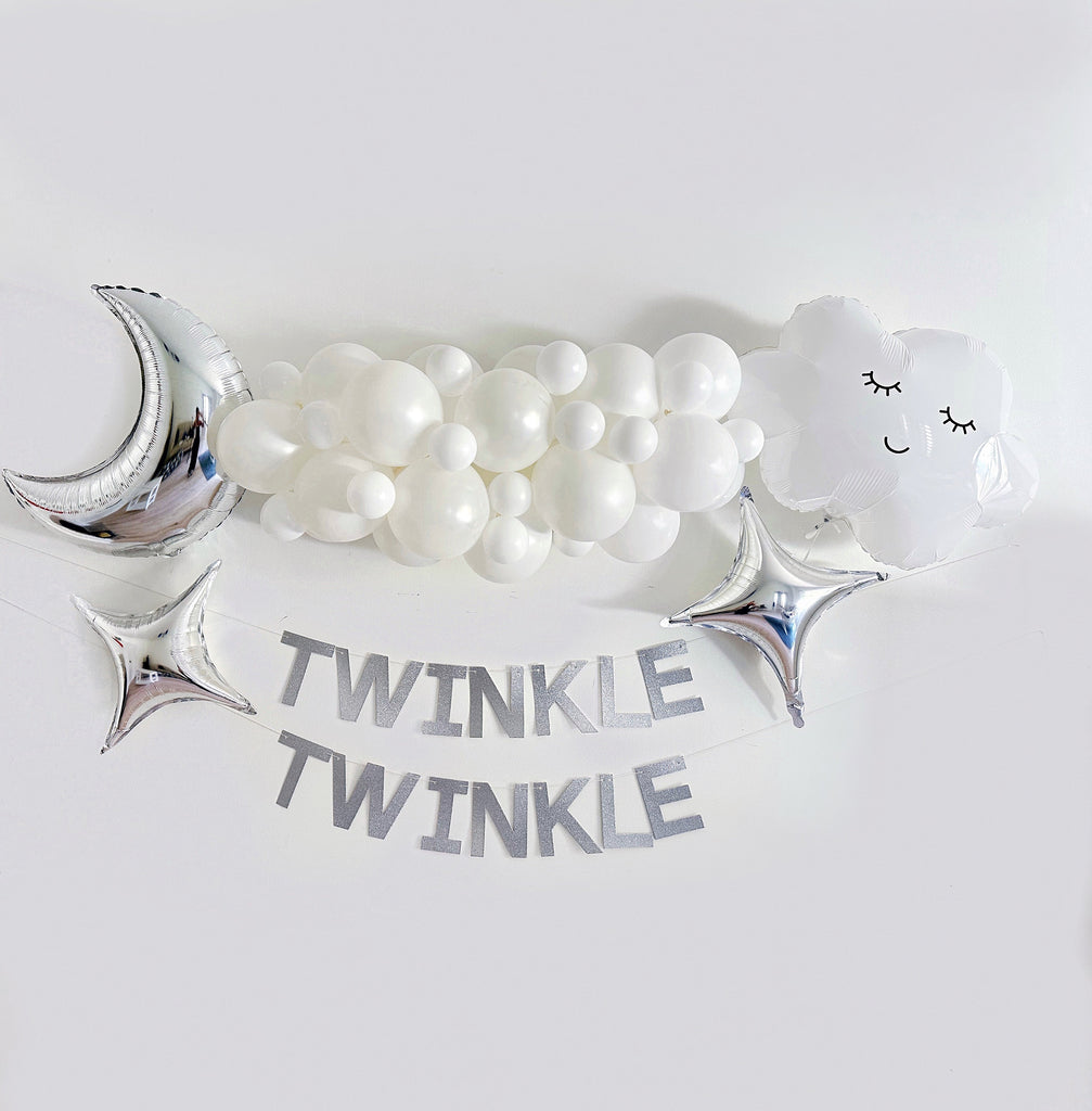 Twinkle Twinkle Party Decorations | White Balloon Garland | Baby Shower Balloons | Birthday Party Theme | Cloud & Moon Party Balloons