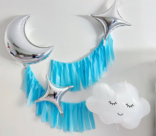 Moon, Stars and Cloud Balloons Set, Foil Crescent Moon Balloon, Foil Star Balloon, Foil Cloud Birthday Party Decorations, Baby Shower Decor