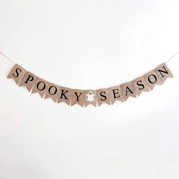 Spooky Season Burlap Banner, Rustic Halloween Banner, Ghost Banner, Halloween Party Decorations, Halloween Home Decor, B1287