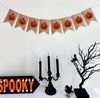 Orange & Black Jack-o-Lantern Pumpkin Burlap Banner, Halloween Party Decorations, Halloween Mantle Garland, Happy Halloween, B1298