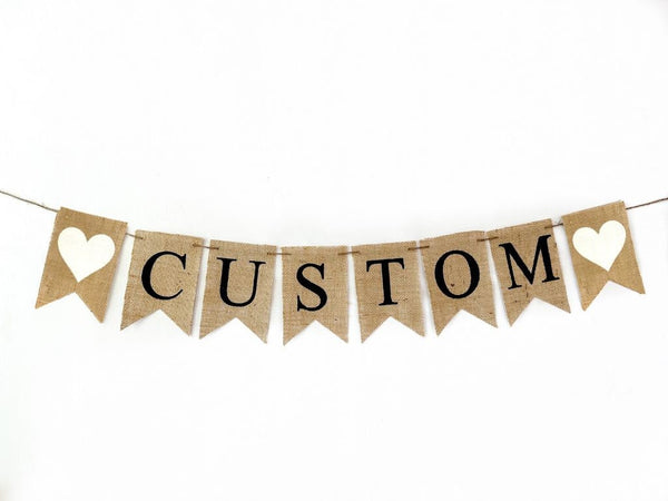 Personalized Banner, Custom Name Banner, Personalized Name Banner, Personalized Heart Banner, White Hearts Custom Banner, B1277