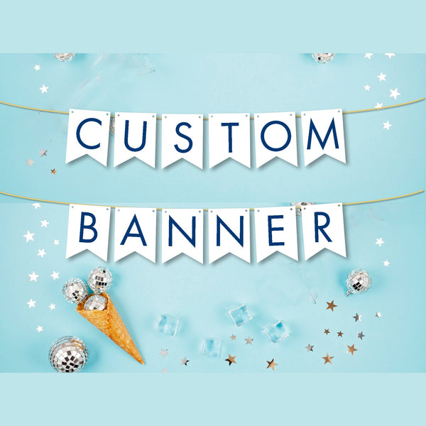 Design Your Own Banner, Customizable Party Decor, Personalized Garland, DIY Banner, Cardstock Banner, Navy Blue Party Theme P378