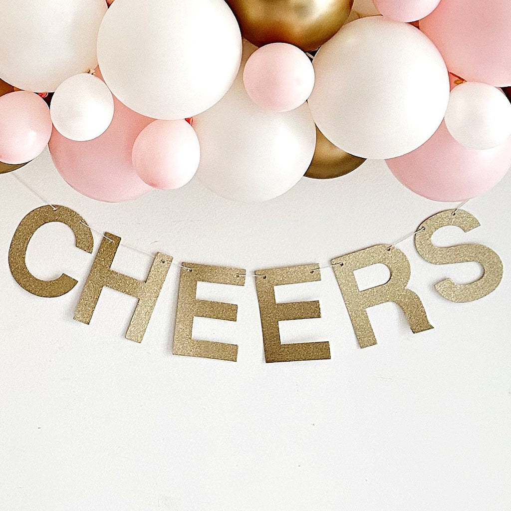 Cheers Glitter Banner | Engagement Party Decor | New Years Celebration | Wedding Photo Prop, Glitter Letter Banner