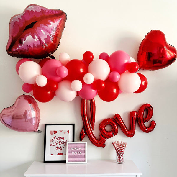 Valentine's Day Party Kit, Red and Pink Balloon Garland, Holiday Balloon Party Kit, Valentine's Day Party Decorations, Balloon Backdrop