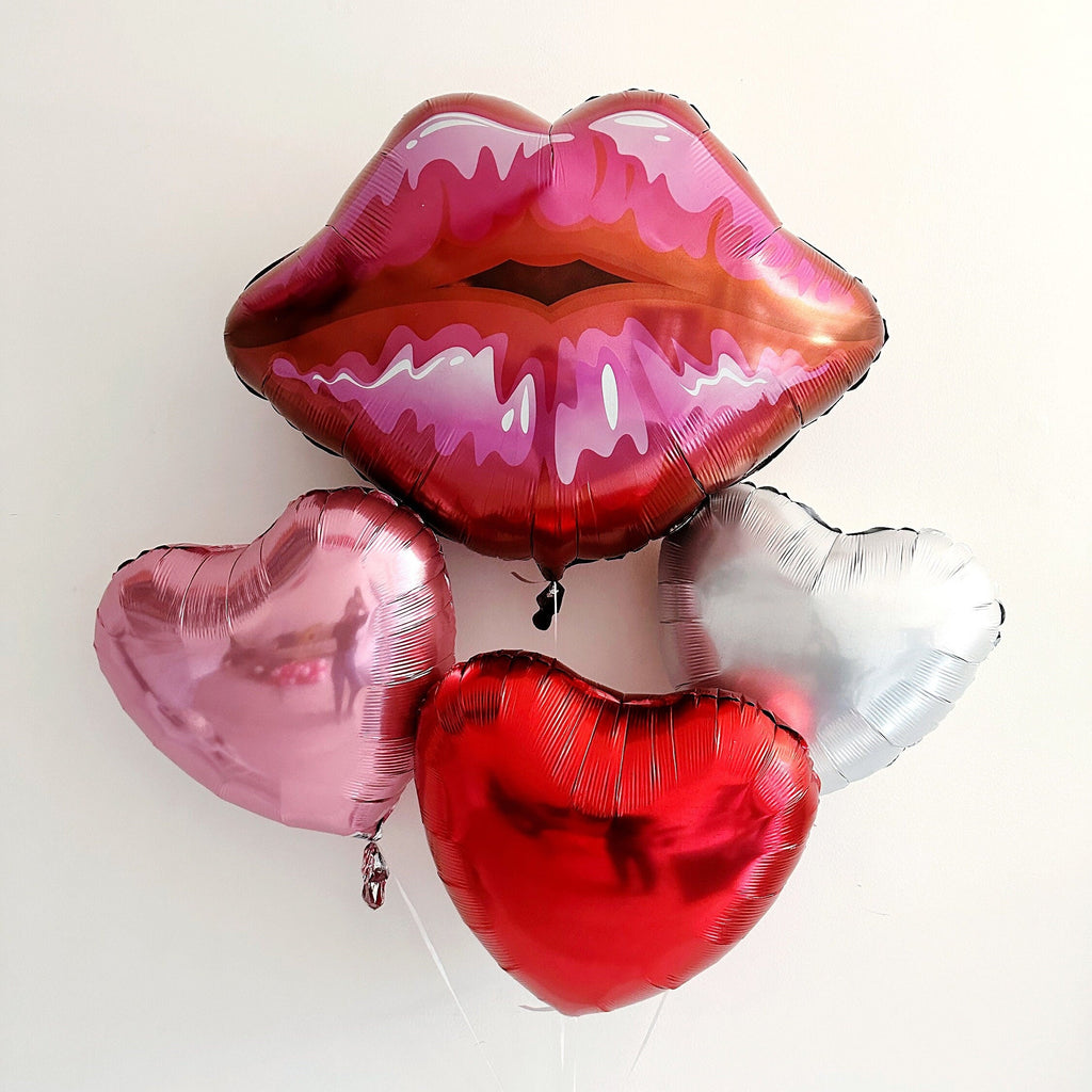 Lips Balloons, Valentine's Day Hearts, Pink Heart Balloon Set, Valentines Day Decor, Lip Shaped Balloon Props | Valentine's Day Balloons