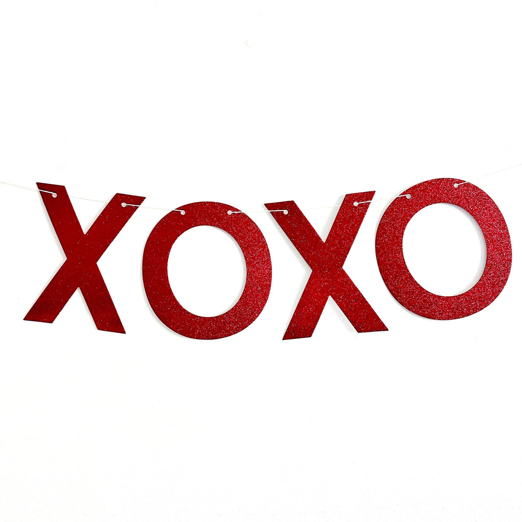 XOXO Glitter Banner, Red Glitter Anniversary Sign, Valentine's Day Party Decor, Red Glitter Valentine's Day Banner, Valentine's XOXO Banner