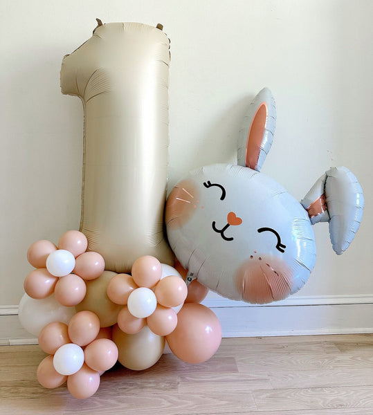 Bunny 1st Birthday Balloon Tower, Easter First Birthday Decoration, Spring First Birthday Party, Celebrate One Balloon Decor