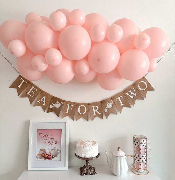 Tea Party Decorations, Light Pink Balloon Garland, Tea Party Decor, Tea Baby Shower, Mother's Day Party, Pink Balloons, 2nd Birthday
