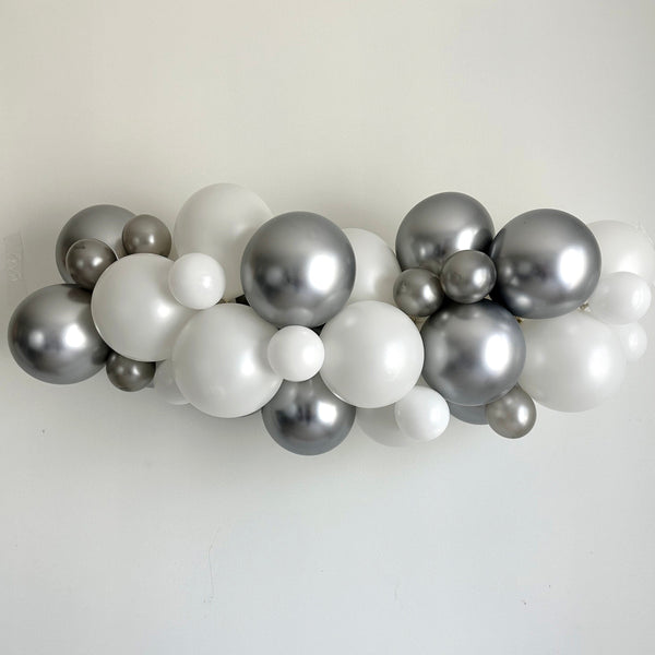 Silver and White Party Decor, Soft Neutral Balloon Garland, Balloon Party Kit, Silver White Party Decorations, White Balloon Garland