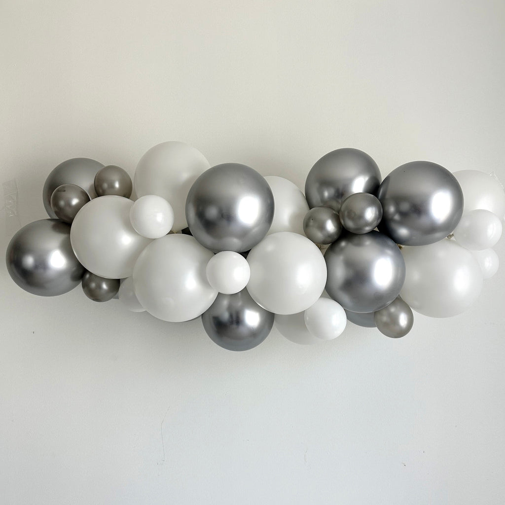 70's Disco Party, Silver and White Party Decor, Disco Balloon Garland, Balloon Party Kit, Silver White Party Decorations