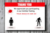 Set of 10+ Zombie Thank You Cards, Walking Dead Thank You Cards, C010