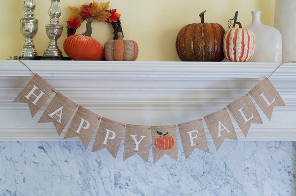 Happy Fall Burlap Banner, Fal Banner, Fall Decor, Fall Photo Prop, B095