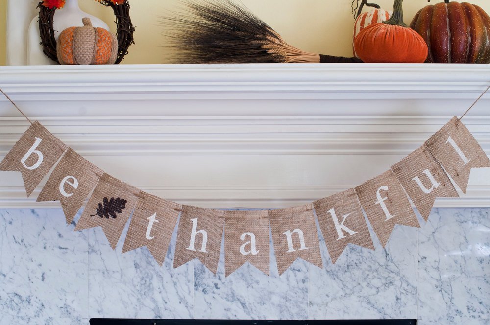 Be Thankful Burlap Banner, Thanksgiving Banner, Thanksgiving Decor, Thanksgiving Photo Prop, B094