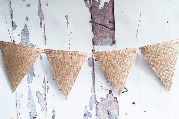 D.I.Y. Burlap Banner, Triangle Burlap Banner Kit, Plain Burlap Bunting, Make Your Own Burlap Banner, B158