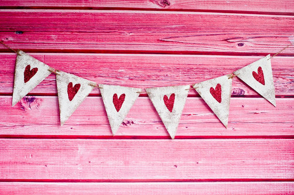 Valentine's Day Banner, Heart Banner, Valentines Heart Banner, Valentines Burlap Banner, Rustic Valentine Banner, B230
